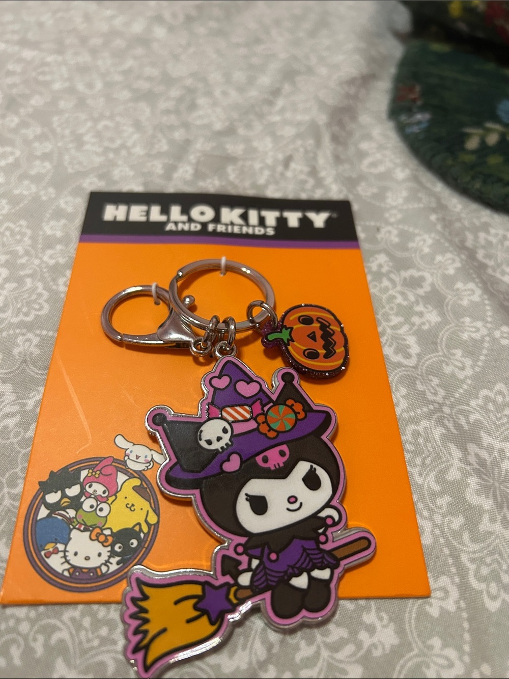 Hello Kitty Kuromi Witch Keychain - Purple & Orange